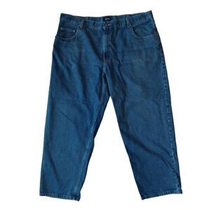 Basic Editions Medium Wash Blue Regular Fit Cotton Straight Leg Denim Jeans